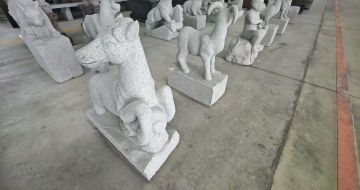 惠州芝麻白雕刻 十二生肖 异形雕刻