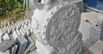 惠州芝麻白抱鼓石 庭院抱鼓石