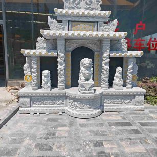 惠州芝麻白中国黑石材套墓 花岗岩墓碑