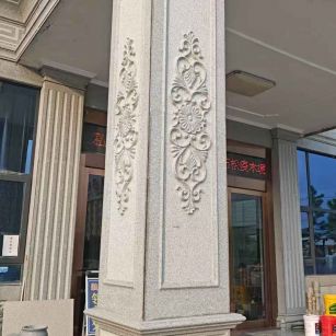 惠州芝麻白别墅雕刻柱子  黄金麻