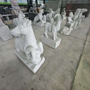 惠州芝麻白雕刻 十二生肖 异形雕刻