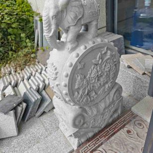 惠州芝麻白抱鼓石 庭院抱鼓石