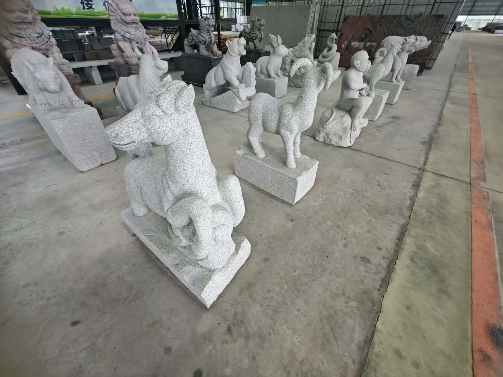 惠州芝麻白雕刻 十二生肖 异形雕刻