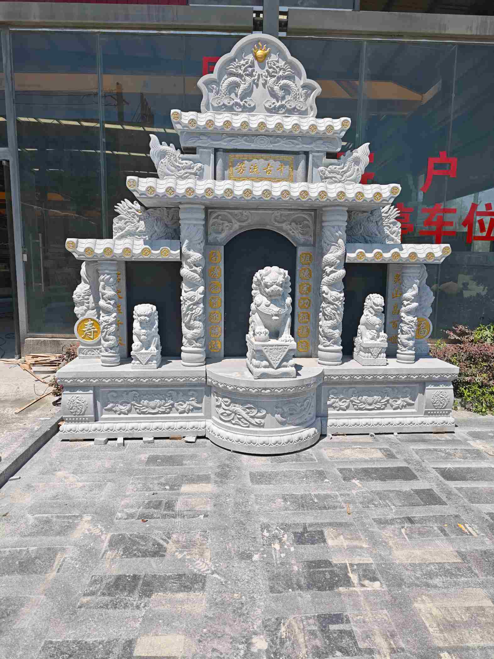 惠州芝麻白中国黑石材套墓 花岗岩墓碑